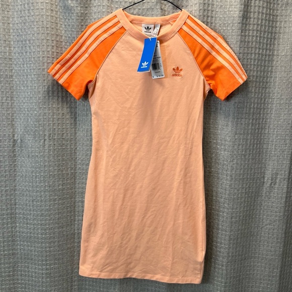 Adidas Size Small Women's 3 Stripes Dress Collegiate Coral Color NWT - Picture 1 of 7
